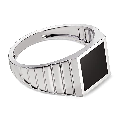 14k Solid Gold Black Signet Ring - Minimalist Statement