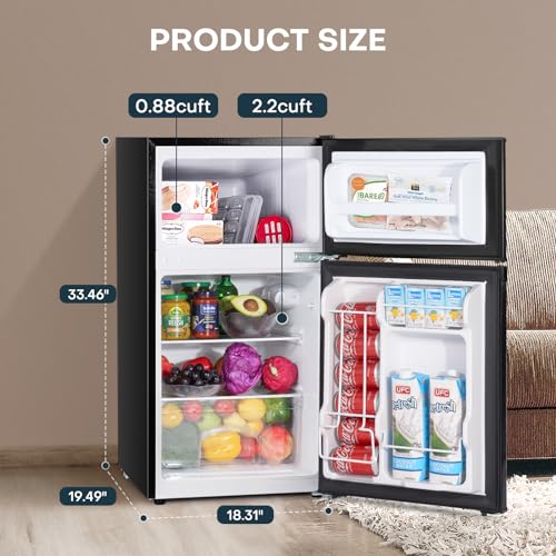 Upstreman 3.1 Cu.Ft Double Door Mini Fridge