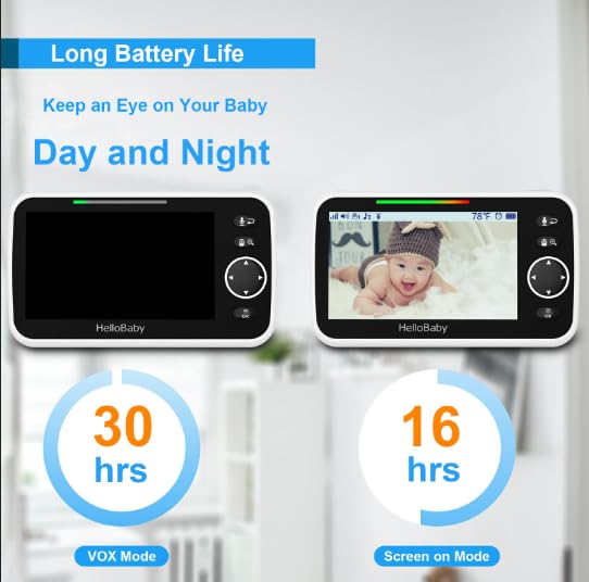 HelloBaby 5'' Screen Video Baby Monitor with Zoom