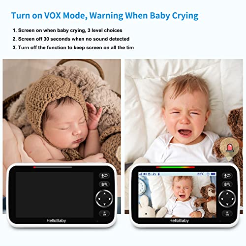 HelloBaby 5'' Screen Video Baby Monitor with Zoom