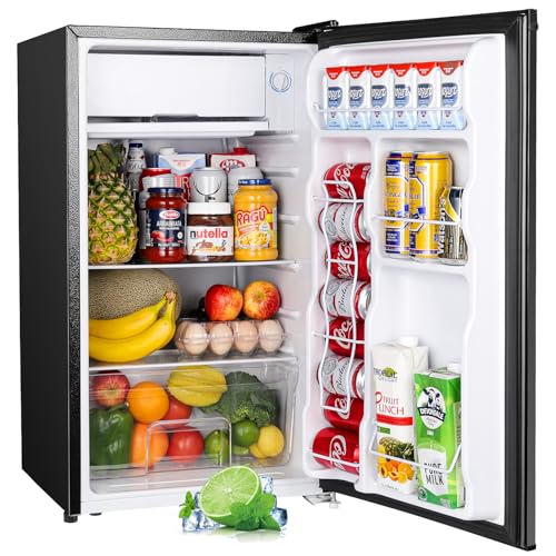 VIP Mini Fridge with Freezer, Adjustable Thermostat, Black