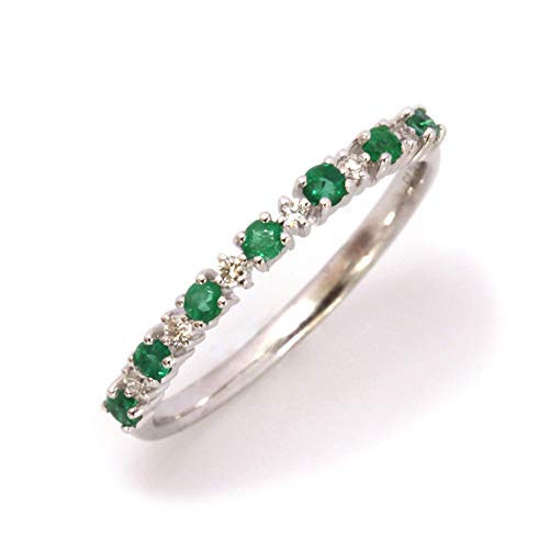 Handmade USA 14k White Gold Emerald Diamond Wedding Band