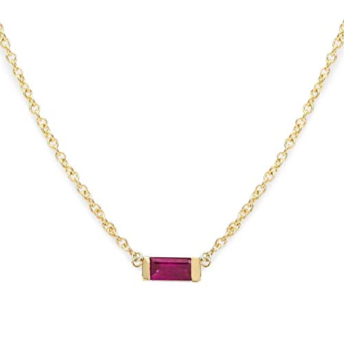 14k Gold Choker with Genuine Birthstone Baguette Gem