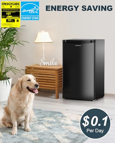 VIP Mini Fridge with Freezer, Adjustable Thermostat, Black