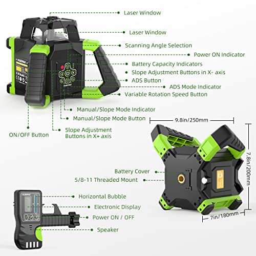 Huepar Green Rotary Laser Level Kit with Accessories