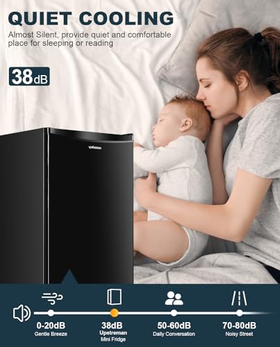 VIP Mini Fridge with Freezer, Adjustable Thermostat, Black