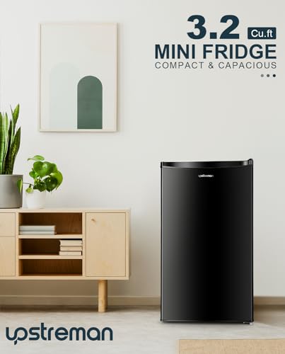 VIP Mini Fridge with Freezer, Adjustable Thermostat, Black