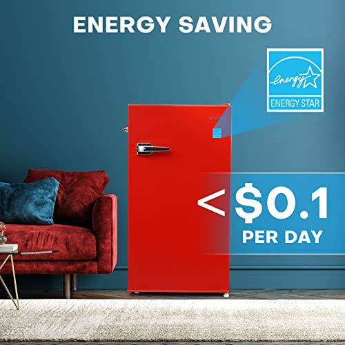 3.6Cu.ft Retro Mini Fridge, Manual Defrost, Adjustable Thermostat