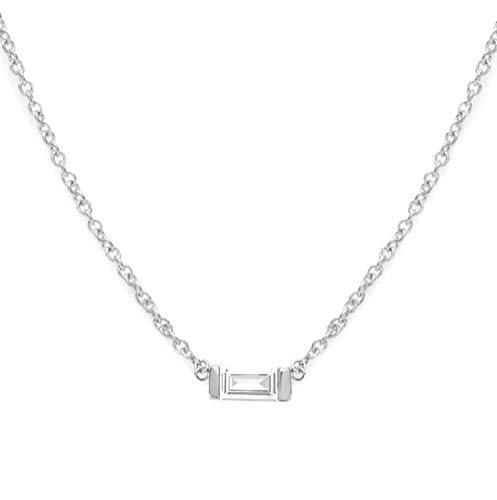 14k Gold Choker with Genuine Birthstone Baguette Gem