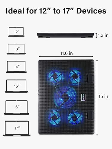 Kootek Laptop Cooling Pad with 5 Quiet Fans