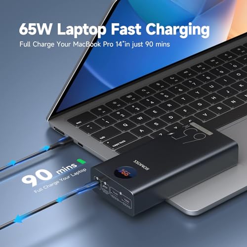 65W ROMOSS Power Bank for MacBook, Dell, iPhone