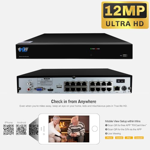 16 Channel H.265+ PoE 12MP NVR 4K Camera System