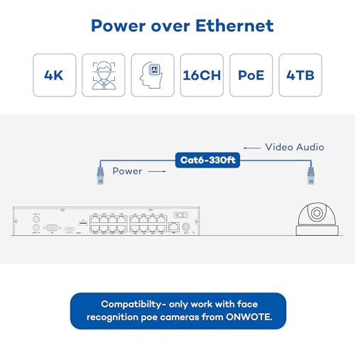 16 Channel PoE Security Camera System with AI Face Recognition
