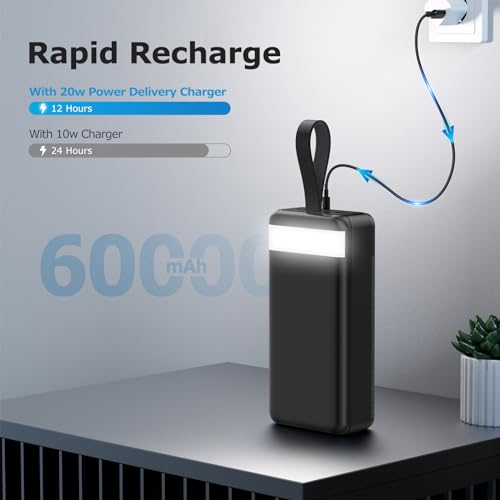 60000mAh Fast Charging Power Bank with 4 Outputs