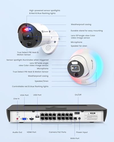 Swann 12MP Security Camera System with 16 IP Cameras