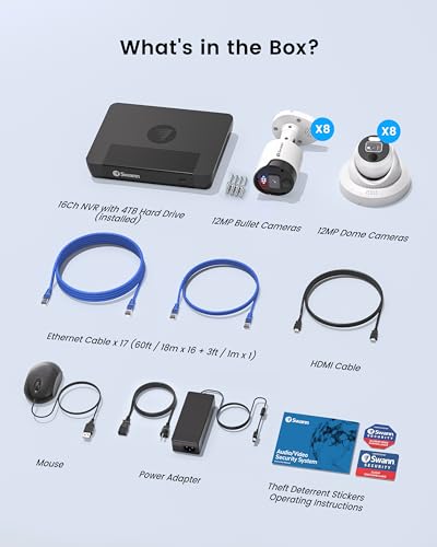 Swann 12MP Security Camera System with 16 IP Cameras