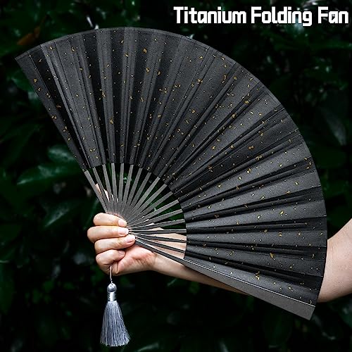 TISUR Large Titanium Folding Hand Fan for Men