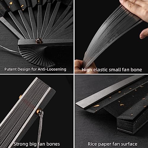 TISUR Large Titanium Folding Hand Fan for Men