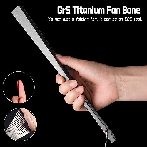 TISUR Large Titanium Folding Hand Fan for Men