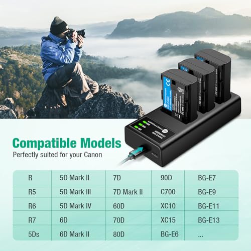 3-Pack Battery & Charger for Canon EOS Cameras
