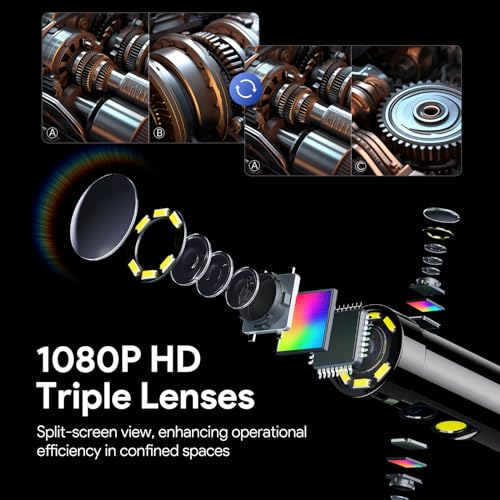 DEPSTECH 7'' IPS Endoscope Camera: Triple-Lens Borescope