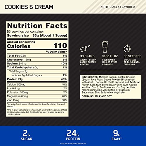 Gold Standard Micellar Casein Protein Powder with ZMA
