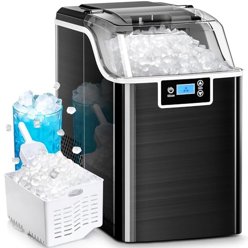 Kismile Nugget Ice Maker with Timer, Self-Cleaning (Black)
