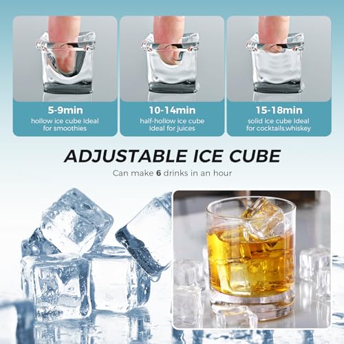 Kismile Portable Ice Maker Machine: 33Lbs/Day, 16Pcs/5Mins