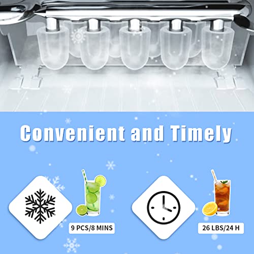 Kismile Ice Maker: Compact Machine, 9 Bullet Cubes