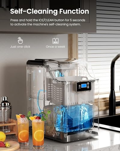 Kismile Nugget Ice Maker with Timer, Self-Cleaning (Black)
