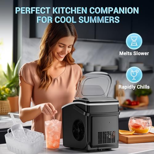 Kismile Portable Ice Maker - Fast, Self-Cleaning, Smart Button