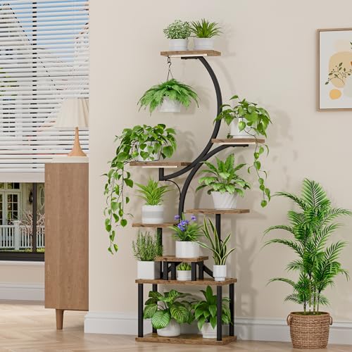 8-Tiered Indoor Plant Stand with Grow Lights, 62"" Tall