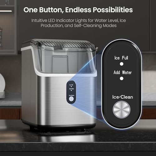 Kismile Nugget Ice Maker Machine: Chewable Ice, 35lbs/Day