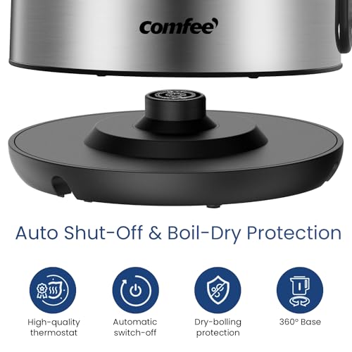 Stainless Steel Electric Kettle with LED Light & Auto Shut-Off