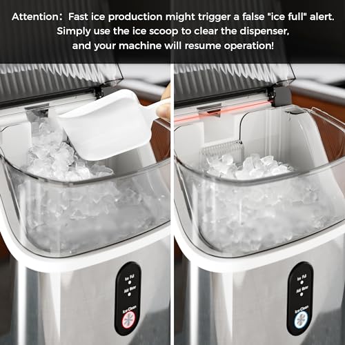 Kismile Nugget Ice Maker Machine: Chewable Ice, 35lbs/Day