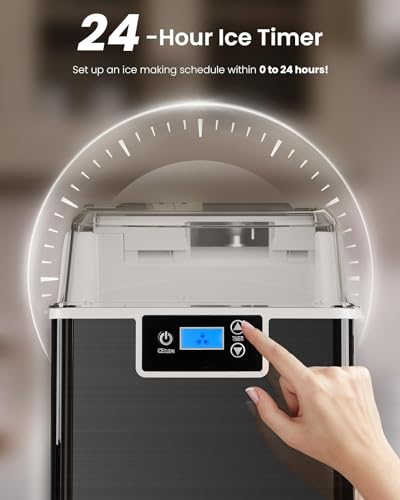 Kismile Nugget Ice Maker with Timer, Self-Cleaning (Black)