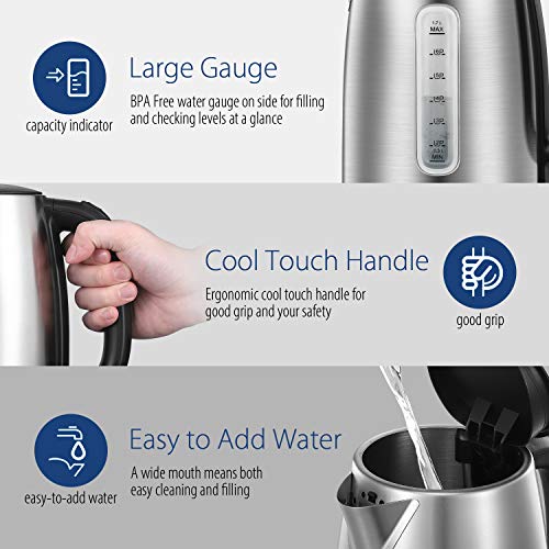 Stainless Steel Electric Kettle with LED Light & Auto Shut-Off