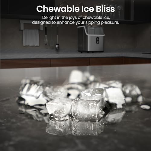 Kismile Nugget Ice Maker Machine: Chewable Ice, 35lbs/Day