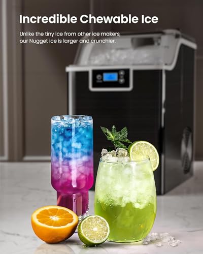 Kismile Nugget Ice Maker with Timer, Self-Cleaning (Black)