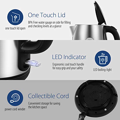 Stainless Steel Electric Kettle with LED Light & Auto Shut-Off