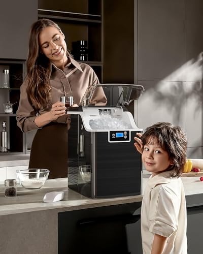 Kismile Nugget Ice Maker with Timer, Self-Cleaning (Black)