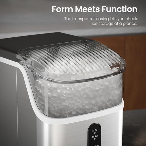 Kismile Nugget Ice Maker Machine: Chewable Ice, 35lbs/Day