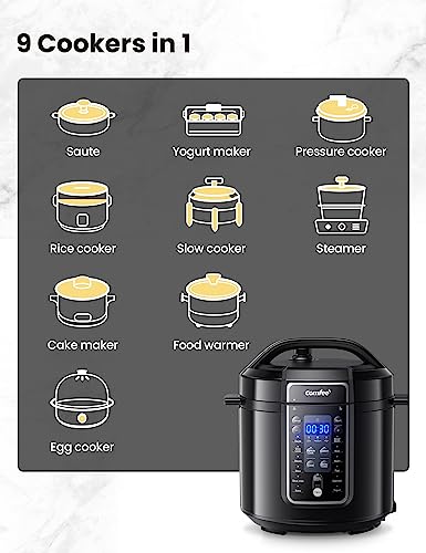 COMFEE 9-in-1 Electric Pressure Cooker Multifunction 6 Quart