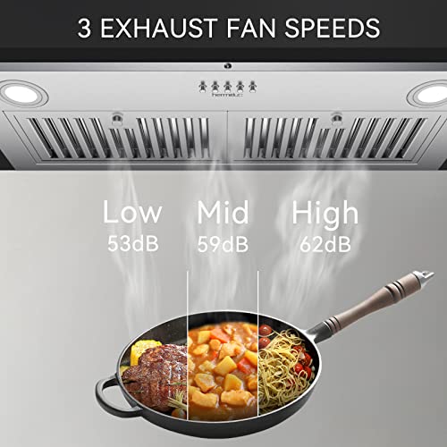 Hermitlux 30" Stainless Steel Range Hood, 3 Speed