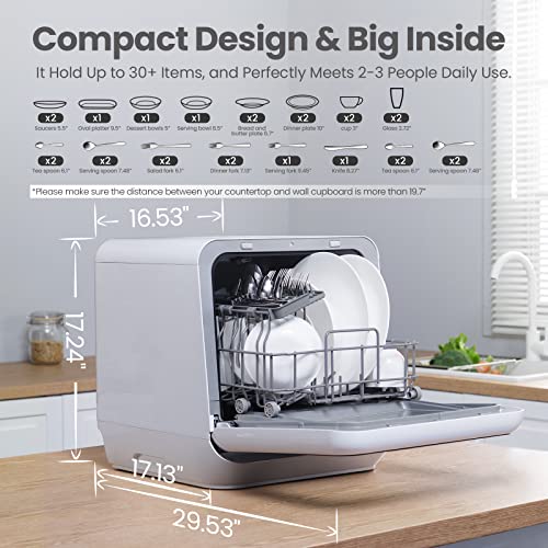 Portable Mini Dishwasher for Apartments & RVs, 6 Programs