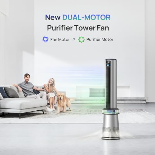 Smart Tower Fan, 45" Bladeless, 27ft/s Velocity, Alexa-Compatible