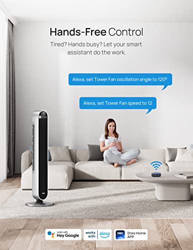 Dreo Smart Fans for Bedroom, Tower Fan, Quiet