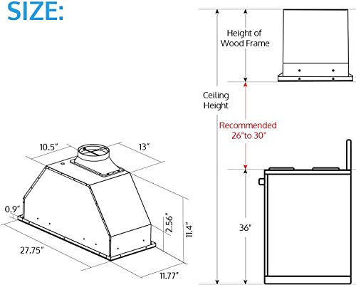 30" IKTCH Range Hood 900 CFM Stainless Steel