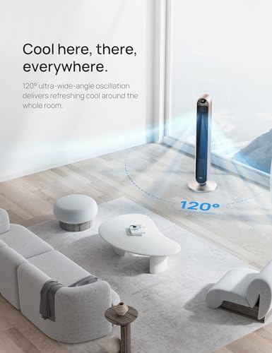 Smart Tower Fan with Voice Control, 120° Oscillation