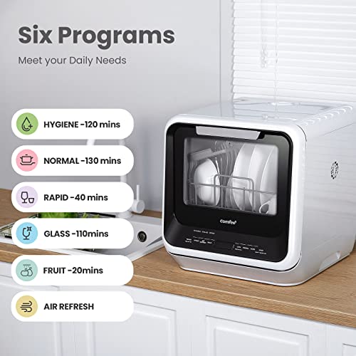 Portable Mini Dishwasher for Apartments & RVs, 6 Programs